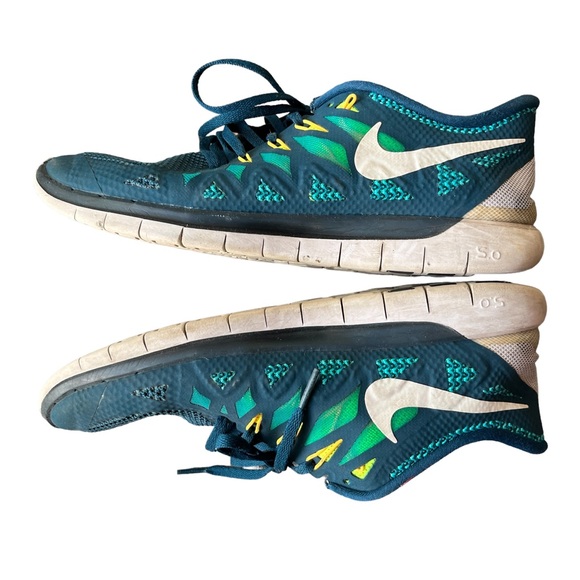 Nike Mens Free 5.0 642198-301 Blue Green Running Shoes Lace Up Low Top Size 10 - Picture 8 of 13